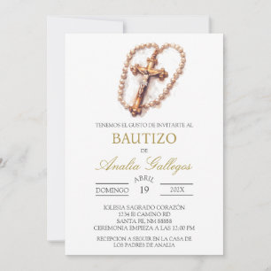 Baptême espagnol Crucifix Invitation