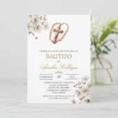 Baptême espagnol Crucifix Invitation (Debout devant)