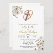 Baptême espagnol Crucifix Invitation (Devant / Derrière)