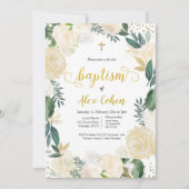 Baptême espagnol floral blanc Invitation (Devant)