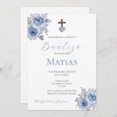 Baptême espagnol invitation garçon (Devant / Derrière)