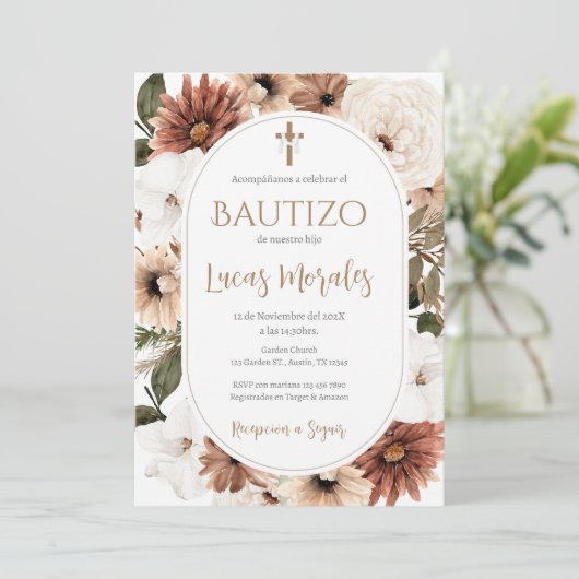 Baptême espagnol invitation garçon (Debout devant)