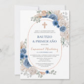 Baptême Espagnol Invitation pour bébé garçon (Devant)