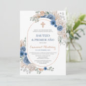 Baptême Espagnol Invitation pour bébé garçon (Debout devant)