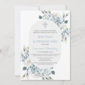 Baptême Espagnol Invitation pour bébé garçon (Devant)