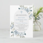 Baptême Espagnol Invitation pour bébé garçon (Debout devant)