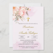 Baptême espagnol rose roux Invitation (Devant)