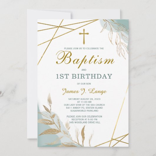 Baptême et premier anniversaire Invitation garçon (Devant)