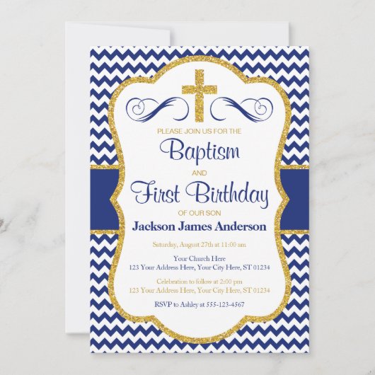 Baptême et première invitation d'anniversaire pour (Devant)