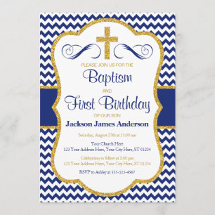 Baptême et première invitation d'anniversaire pour
