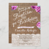 Baptême et premiers invitations d'anniversaire en  (Devant / Derrière)