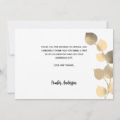 Baptême eucalyptus or photo carte de remerciements (Dos)