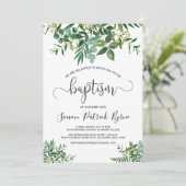 Baptême Faire-part Verdure Genre Neutre (Debout devant)