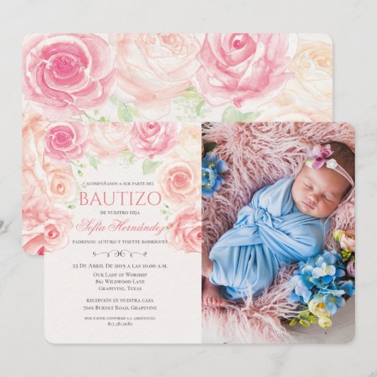 Baptême Fille Invitations De baptême Fille (Devant / Derrière)