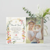 Baptême Fleur sauvage coloré Carte de remerciement (Debout devant)