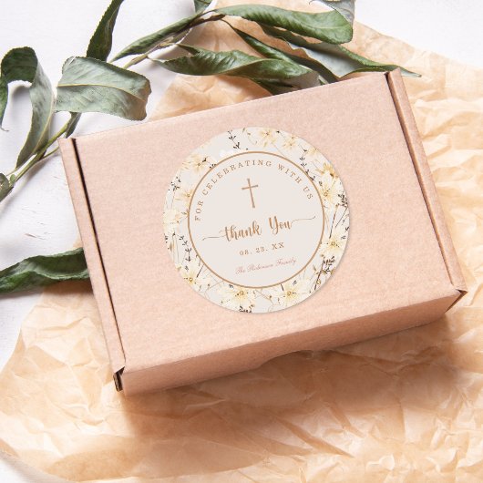 Baptême Fleur sauvage élégant / Sticker Christenin