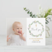 Baptême fleur sauvage Fille Merci Cartes (Debout devant)