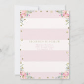 baptême fleurie rose et or invitation pour une fil (Dos)