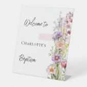 Baptême fleurons roses croix fille signe d'accueil (Recto)