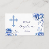 Baptême Fleurs Bleues Carte Place Plat (Dos)