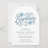 Baptême Floral Arché Invitation pour garçon (Devant)
