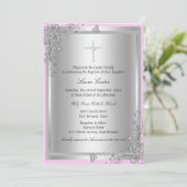 Baptême Floral Argent / Invitation Christening (Debout devant)