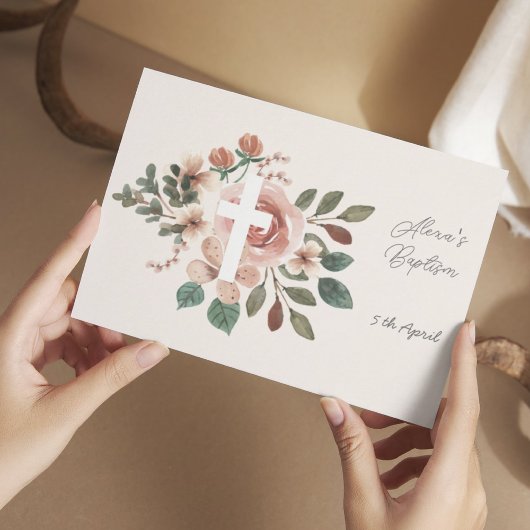 Baptême floral avec RSVP croisé plat