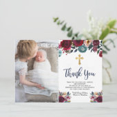 Baptême Floral bleu de la marine Bourgogne Merci C (Debout devant)