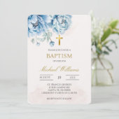 Baptême floral bleu Invitation (Debout devant)