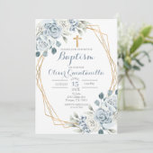 Baptême floral bleu Invitation espagnole (Debout devant)