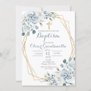 Baptême floral bleu Invitation espagnole