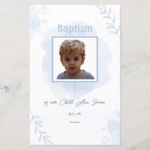 Baptême floral bleu - Menu classique et élégant