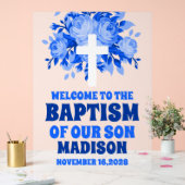 Baptême Floral Bleu Moderne Boy Bienvenue Frosted (Mariage)