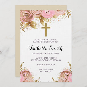 Baptême floral Blush Gold / Invitation au baptême