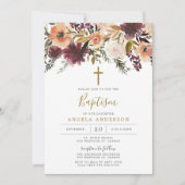 Baptême Floral Bourgogne / Invitation Christening (Devant)