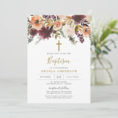 Baptême Floral Bourgogne / Invitation Christening (Debout devant)