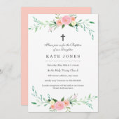 Baptême Floral doux Invitation (Devant / Derrière)