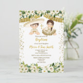 Baptême Floral Fiesta Twin Invitation (Debout devant)
