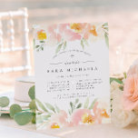 Baptême floral gonflable ou invitation à baptiser<br><div class="desc">Elégante invitation florale aquarelle pour le baptême,  le baptême ou la dédicace de votre petite fille encadre votre cérémonie d'église et les détails de la fête avec une bordure de fleurs pastel pastel et feuillage en rose vif,  pêche et vert printemps. Une minuscule croix complète le design.</div>