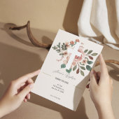 Baptême floral Invitation avec Croix élégante