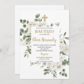 Baptême floral Invitation espagnole (Devant / Derrière)