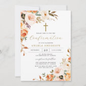 Baptême Floral Orange / Invitation de confirmation (Devant)
