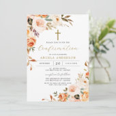 Baptême Floral Orange / Invitation de confirmation (Debout devant)