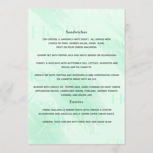 Baptême floral ou menu baptême (Dos)