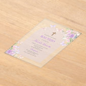Baptême Floral Violet Invitation Espagnole (Poser)