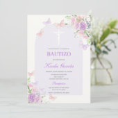 Baptême Floral Violet Invitation Espagnole (Debout devant)