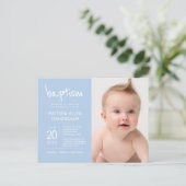Baptême Garçon | Moderne + Simple Invitation Photo (Debout devant)