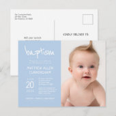 Baptême Garçon | Moderne + Simple Invitation Photo (Devant / Derrière)