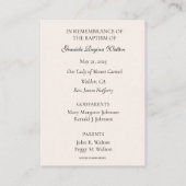 Baptême Girl Floral Rose souvenir Carte Sainte (Dos)