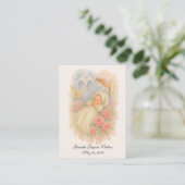 Baptême Girl Floral Rose souvenir Carte Sainte (Debout devant)